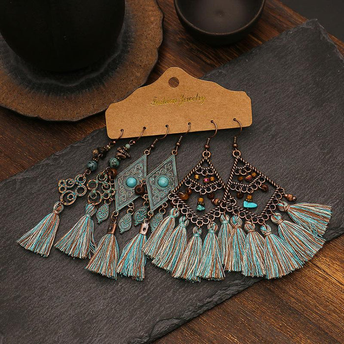 3 pairs/set Earrings Bohemian Style Jewelry X0X36212