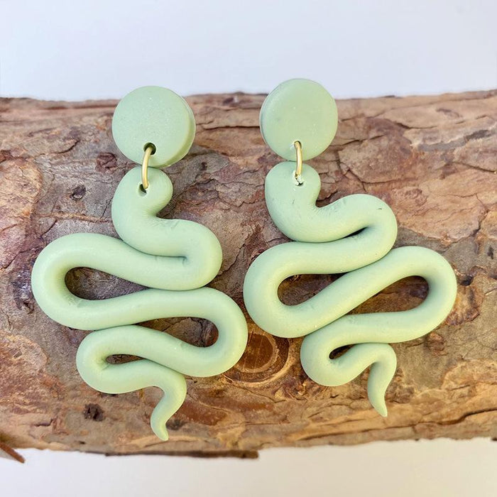 New Snake Shaped Soft Ceramic Snake Shaped Clay Earrings