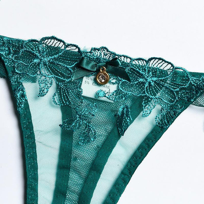 Women's Sexy Flower Embroidery Lace Push Up Underwear Set