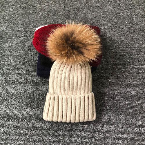 Winter Brand Female Fur Pom Poms hat