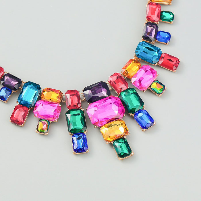 Women's Multicolor Rhinestone Alloy Clavicle Chain Necklace