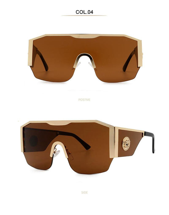 Large frame one piece metal men's and women's Sunglasses