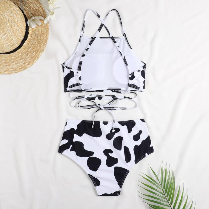 New Sexy Printed Cow Print Split Bikini Swimsuit