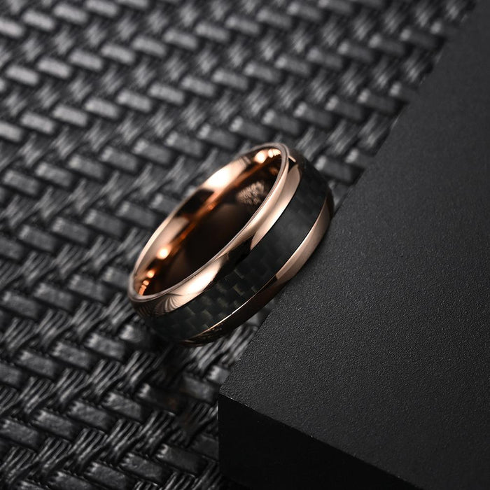Fashion Solid Carbon Fiber Stainless Steel Ring Jewelry