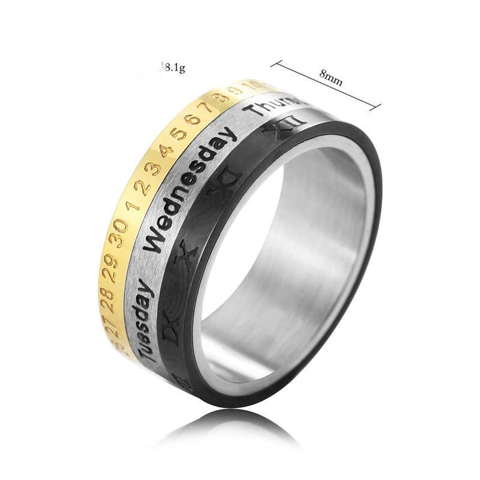 Fashion Rotation Color Gold Men's Titanium Steel Ring