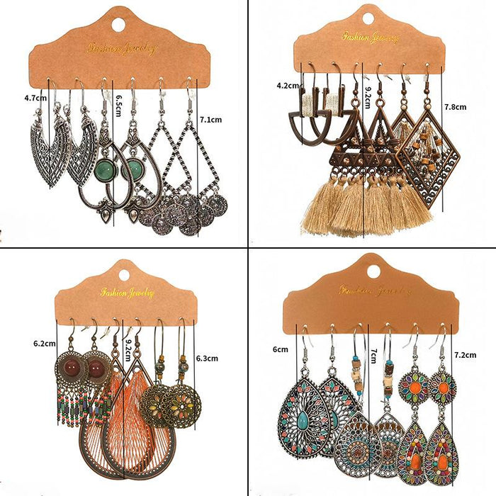 3 pairs/set Earrings Bohemian Style Jewelry X0X36213