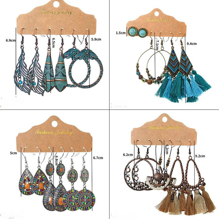 3 pairs/set Earrings Bohemian Style Jewelry X0X36204