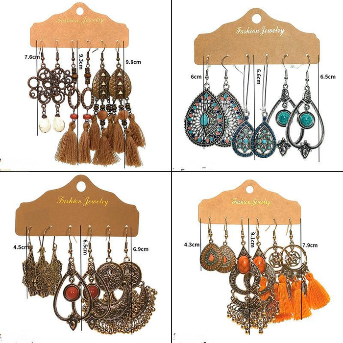 3 pairs/set Earrings Bohemian Style Jewelry X0X36219