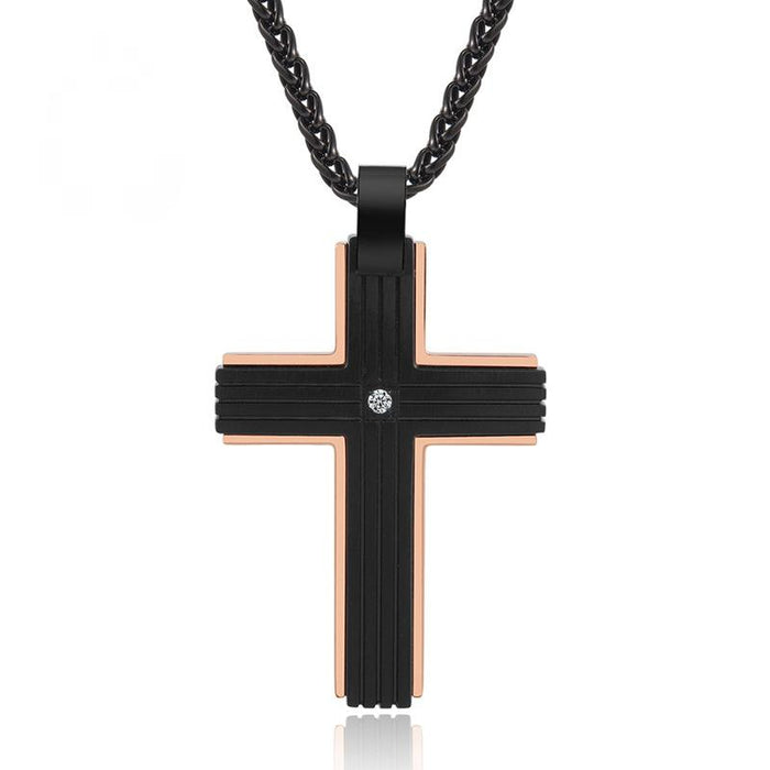 Creative Two-color Stainless Steel Cross Pendant Necklace