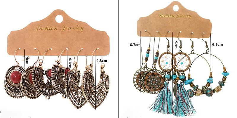 3 pairs/set Earrings Bohemian Style Jewelry X0X36204