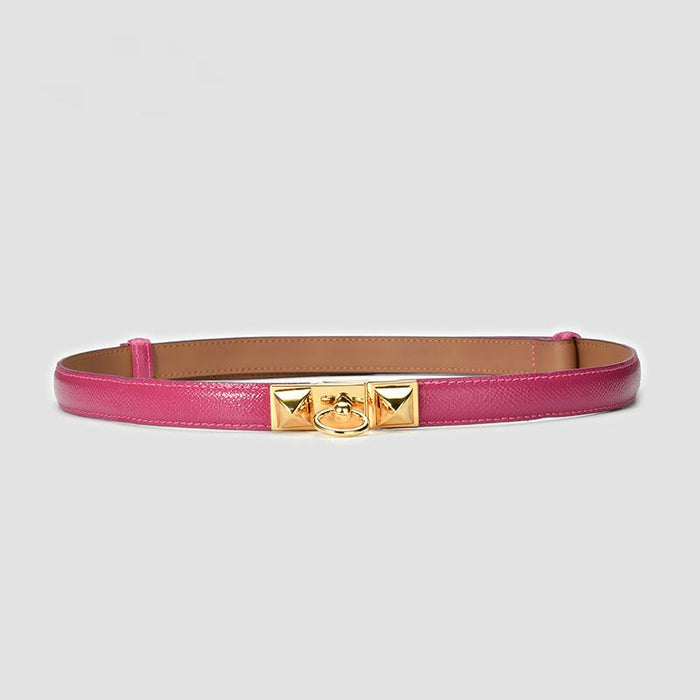 New Women's Leisure Leather Slim Elastic Thin Belt