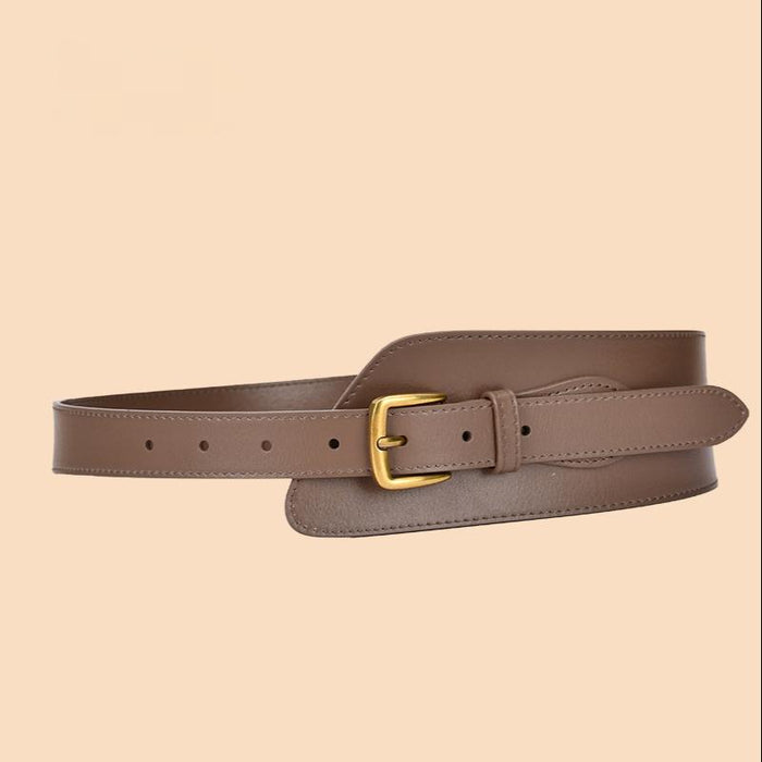 Fashionable Waistband with Coat Waist Closing Needle Buckle Real Leather Belt