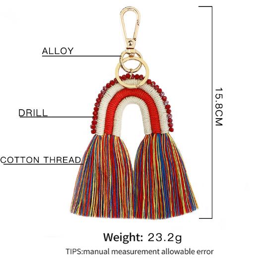 Tassel Keychains Hand Woven Rainbow Pendant