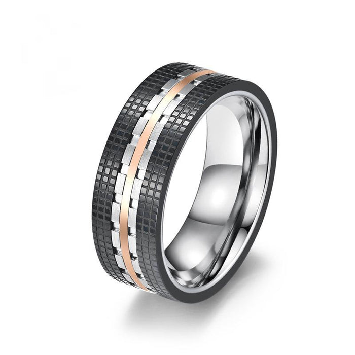 Fashion Men's Two-color Titanium Steel Ring Jewelry