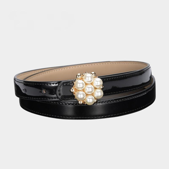 Various Fashionable Gem Inlaid Patent Leather Belts with Dress Decoration