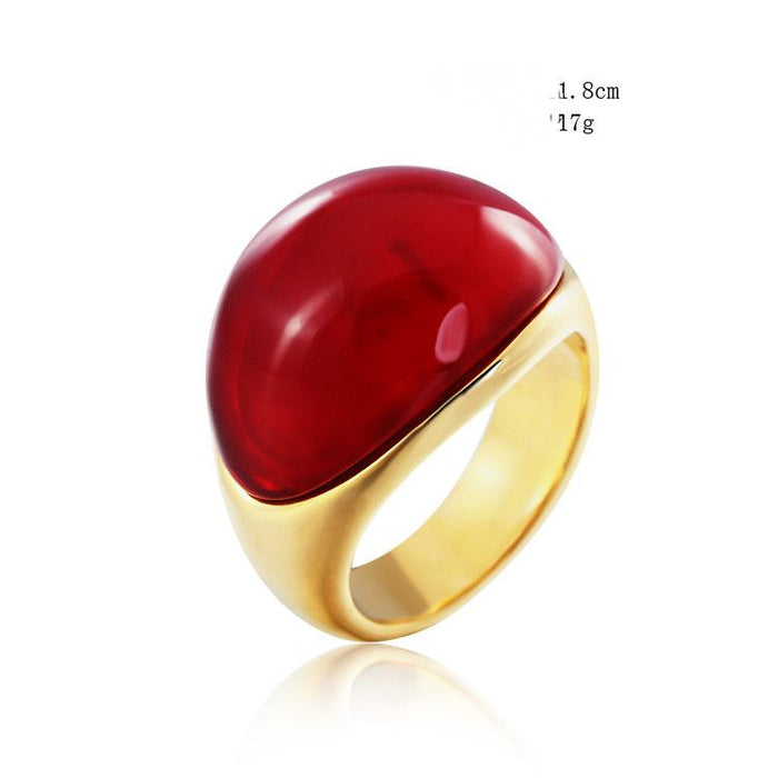 Fashion Ruilifeng Simple Cat's Eye Stone Women's Titanium Steel Ring