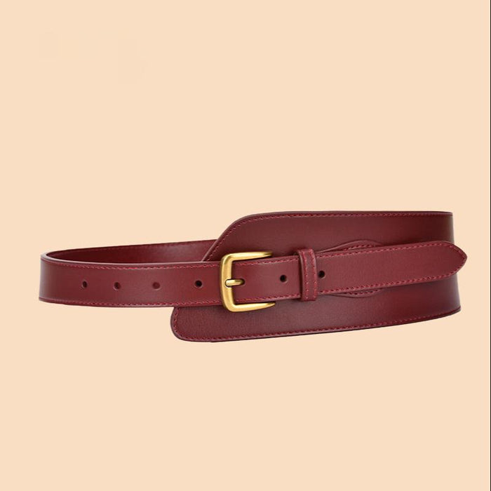 Fashionable Waistband with Coat Waist Closing Needle Buckle Real Leather Belt