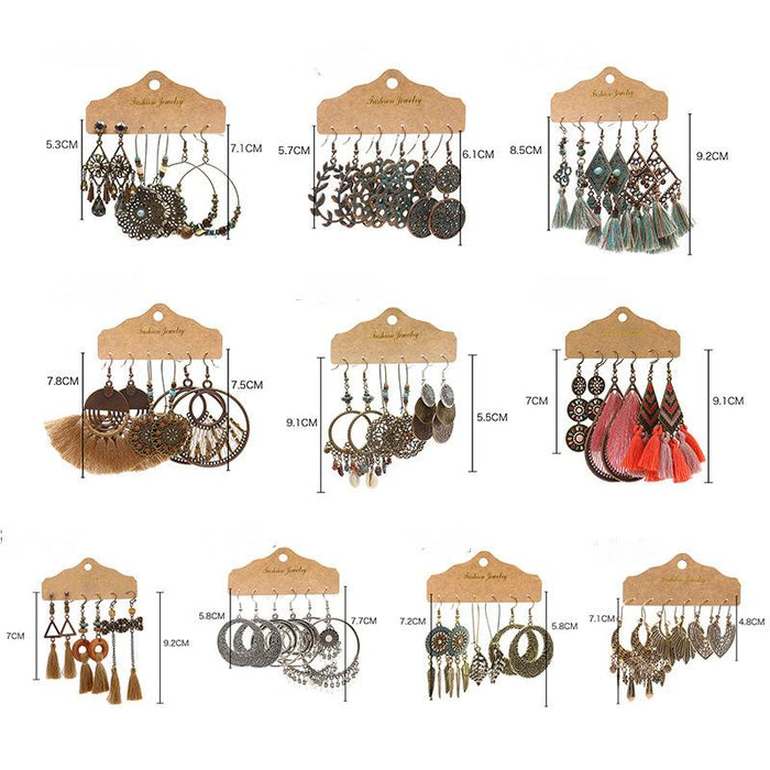 3 pairs/set Earrings Bohemian Style Jewelry X0X36212