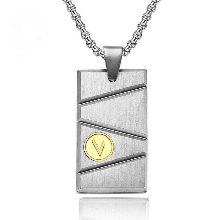 Men's Square Bevel Frosted Titanium Steel Pendant Necklace