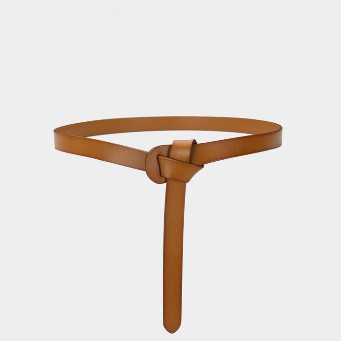 Genuine Leather Small Suit Windbreaker Sweater Knot Style Belt