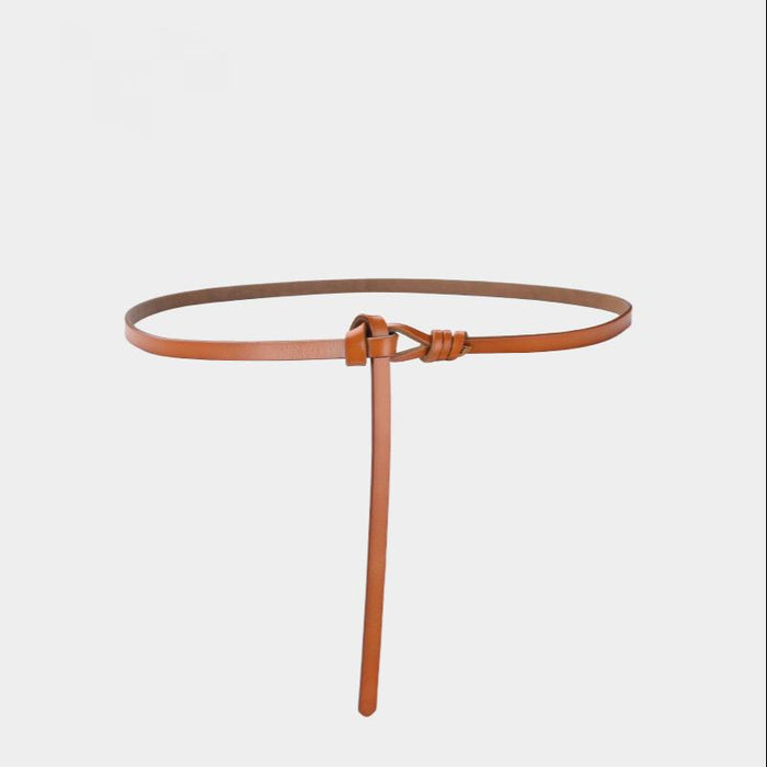 New Style Perforated Knotted Thin Belt, Versatile Small Suit Dress Accessories