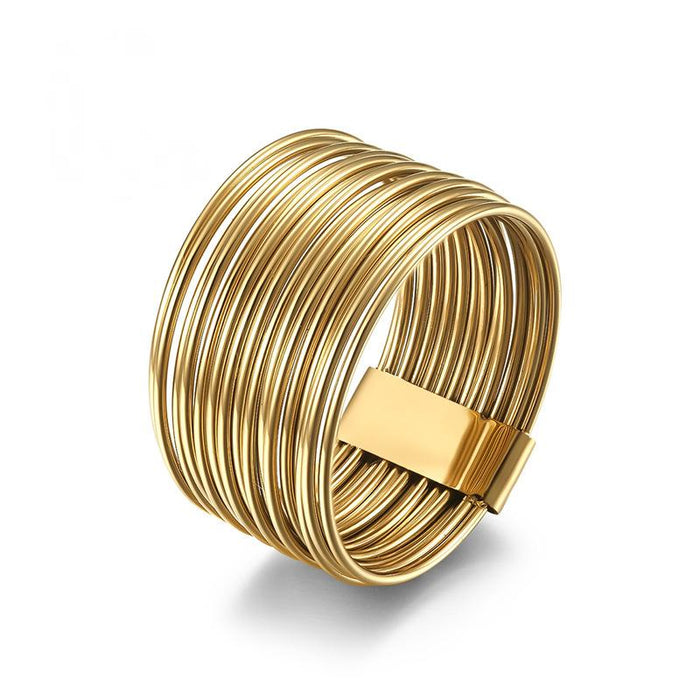 Exaggerated 18K Gold Stainless Steel Multi Ring