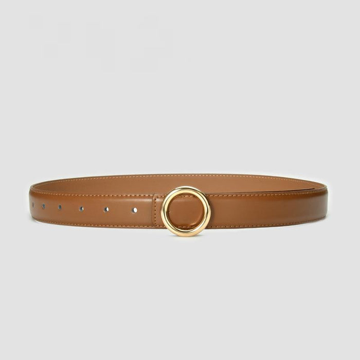 New Simple Round Buckle Leather Belt Jeans Accessories
