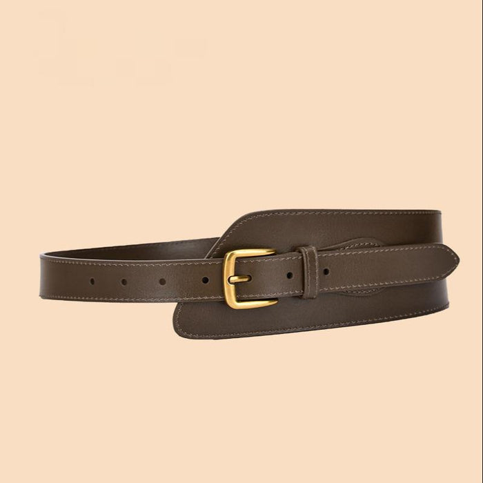 Fashionable Waistband with Coat Waist Closing Needle Buckle Real Leather Belt