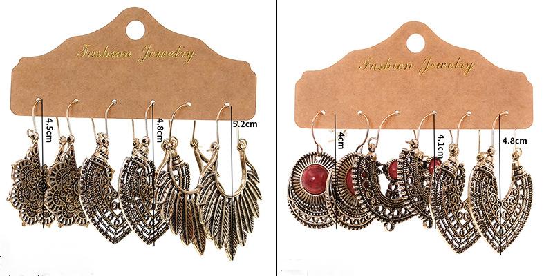 3 pairs/set Earrings Bohemian Style Jewelry X0X36214
