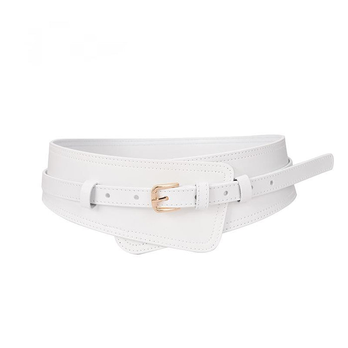 Fashion Needle Buckle with Coat Waist Closing Leather Wide Belt