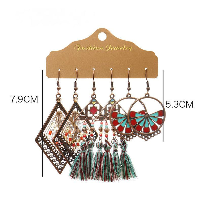 3 pairs/set Earrings Bohemian Style Jewelry X0X36211