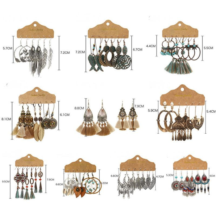 3 pairs/set Earrings Bohemian Style Jewelry  X0X36202