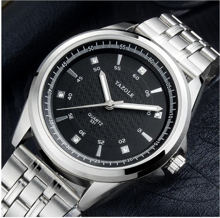 Yazole Men Wrist Watch Top Brand Luxury Famous Steel Belt Male Clock