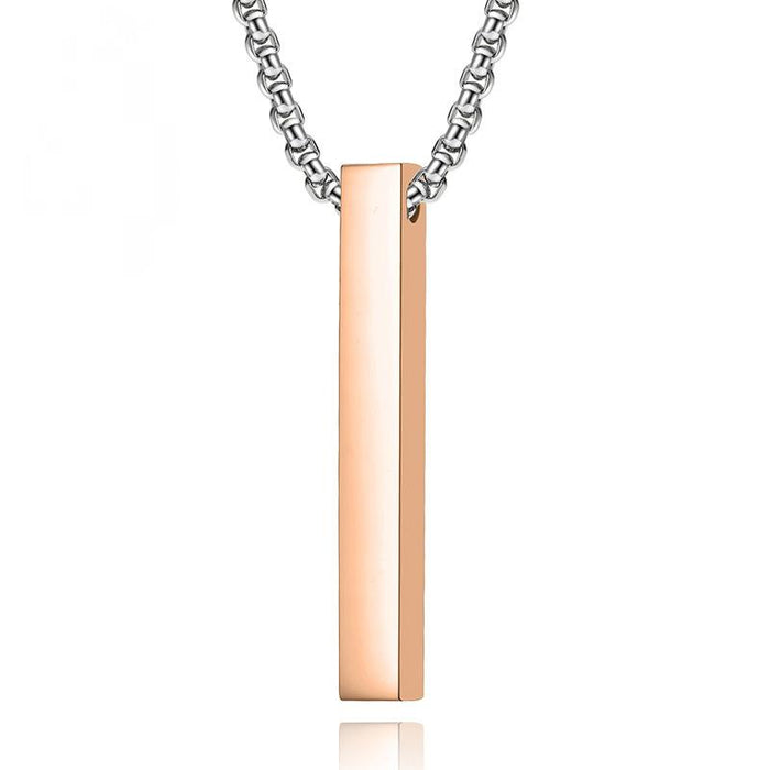 Trend Long Rectangular Geometric Titanium Steel Pendant Necklace