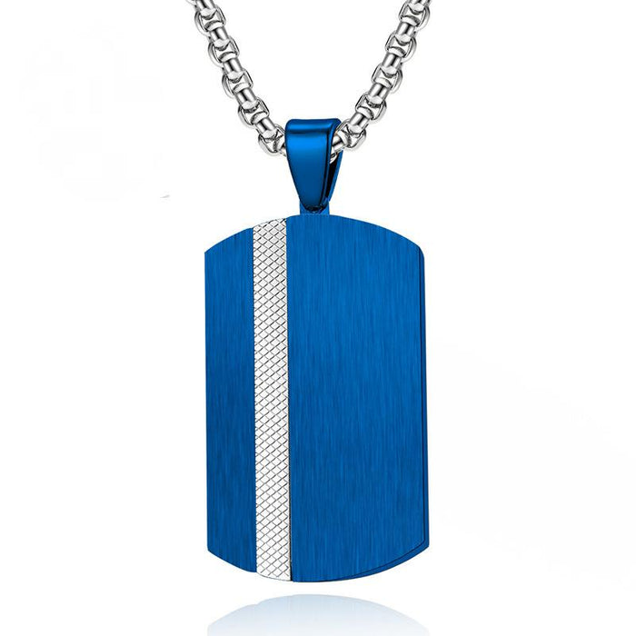 Brushed Plaid Military Brand Stainless Steel Pendant Necklace
