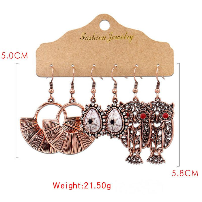 Fashion Owl Wings Earrings Set