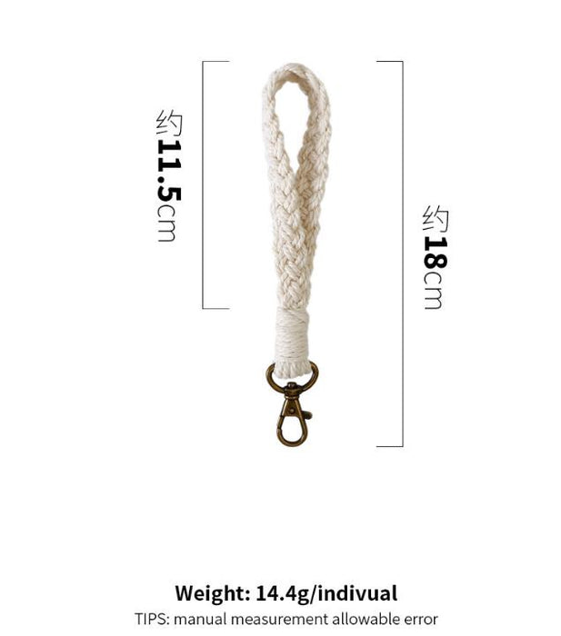Hand woven cotton rope wristband key chain