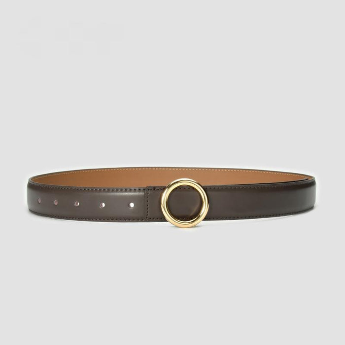 New Simple Round Buckle Leather Belt Jeans Accessories