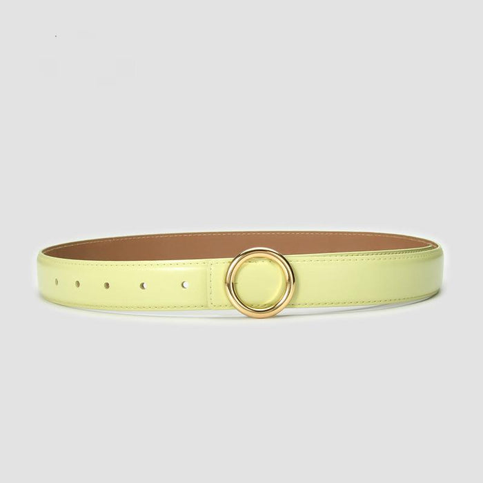 New Simple Round Buckle Leather Belt Jeans Accessories