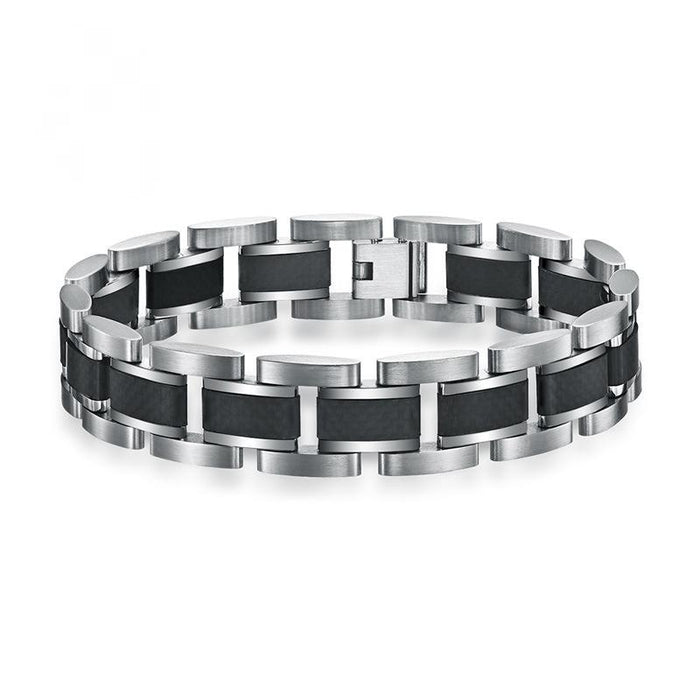 Men's Black Carbon Fiber Titanium Steel Bracelet