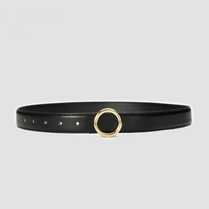 New Simple Round Buckle Leather Belt Jeans Accessories