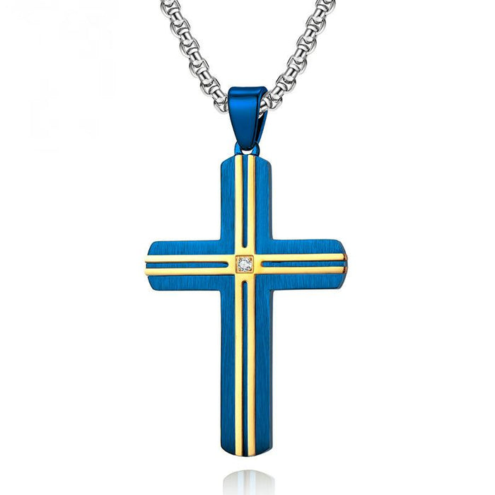 Personalized Titanium Steel Two-color Cross Pendant Necklace