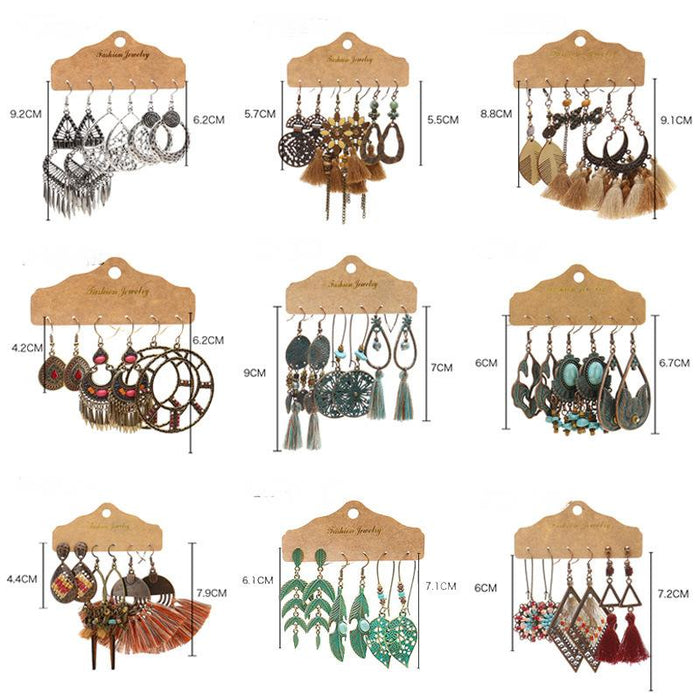 3 pairs/set Earrings Bohemian Style Jewelry X0X36203