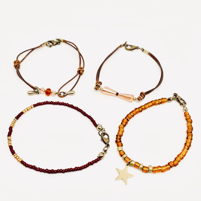 Handmade Beaded Star Pendant Bracelet 4pcs/Set