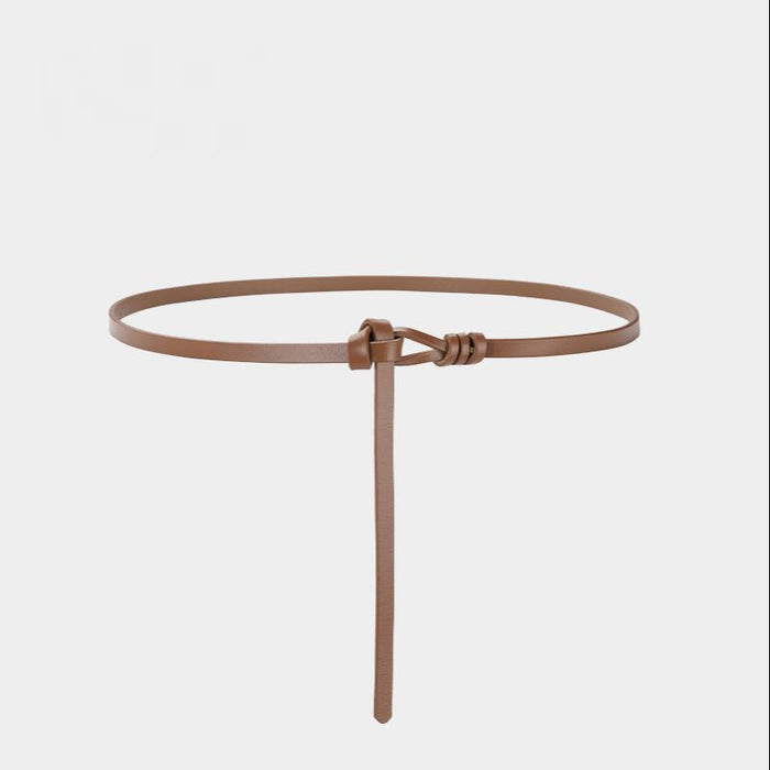 New Style Perforated Knotted Thin Belt, Versatile Small Suit Dress Accessories