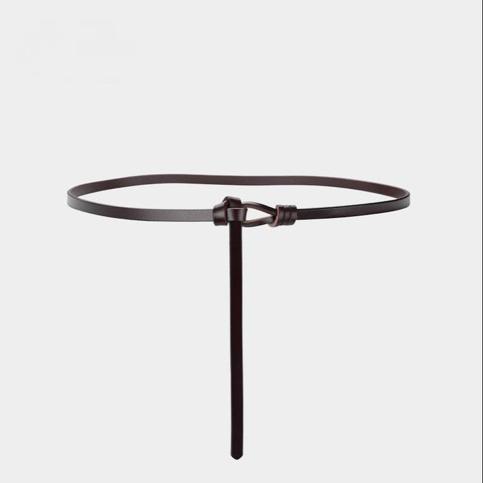 New Style Perforated Knotted Thin Belt, Versatile Small Suit Dress Accessories