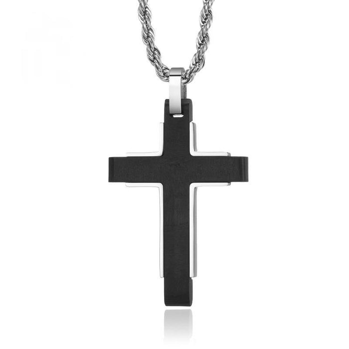 Men's Forged Carbon Fiber Pendant Stainless Steel Necklace