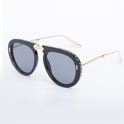 New Rhinestone Inlaid Frame Folding Sunglasses