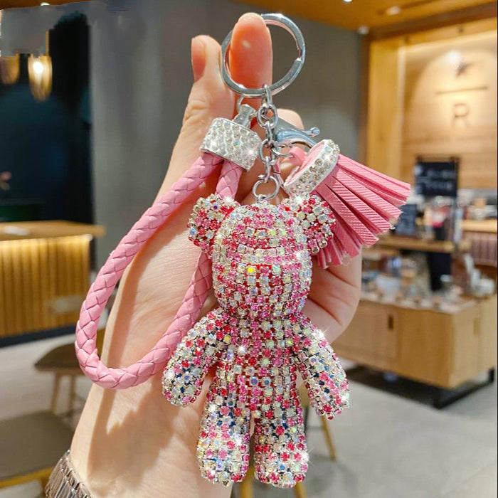 Cute Tassel Bear Keychain Car Key Pendant Bag Pendant