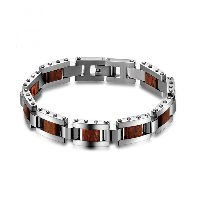 Ethnic Style Stainless Steel Wood Polished Bracelet Jewelry